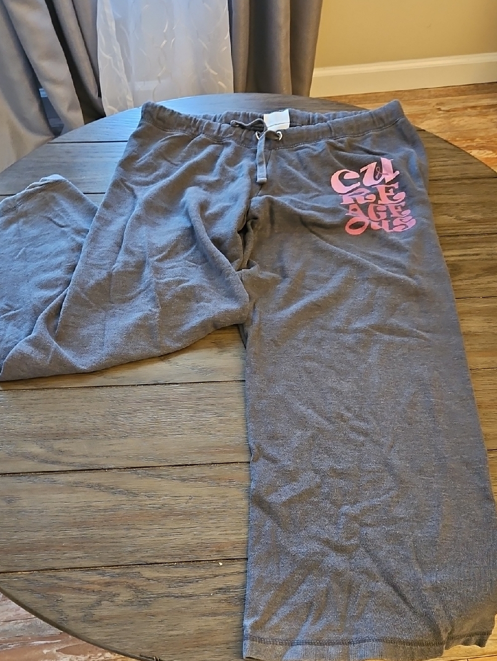 Gray Track Pants with Pink Logo - Women